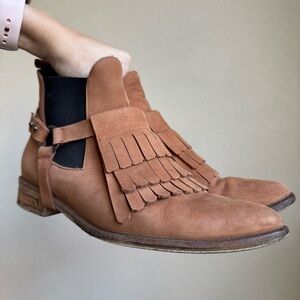 Freda Salvador Blaze Brown Leather Chelsea Booties Ankle Boots 8